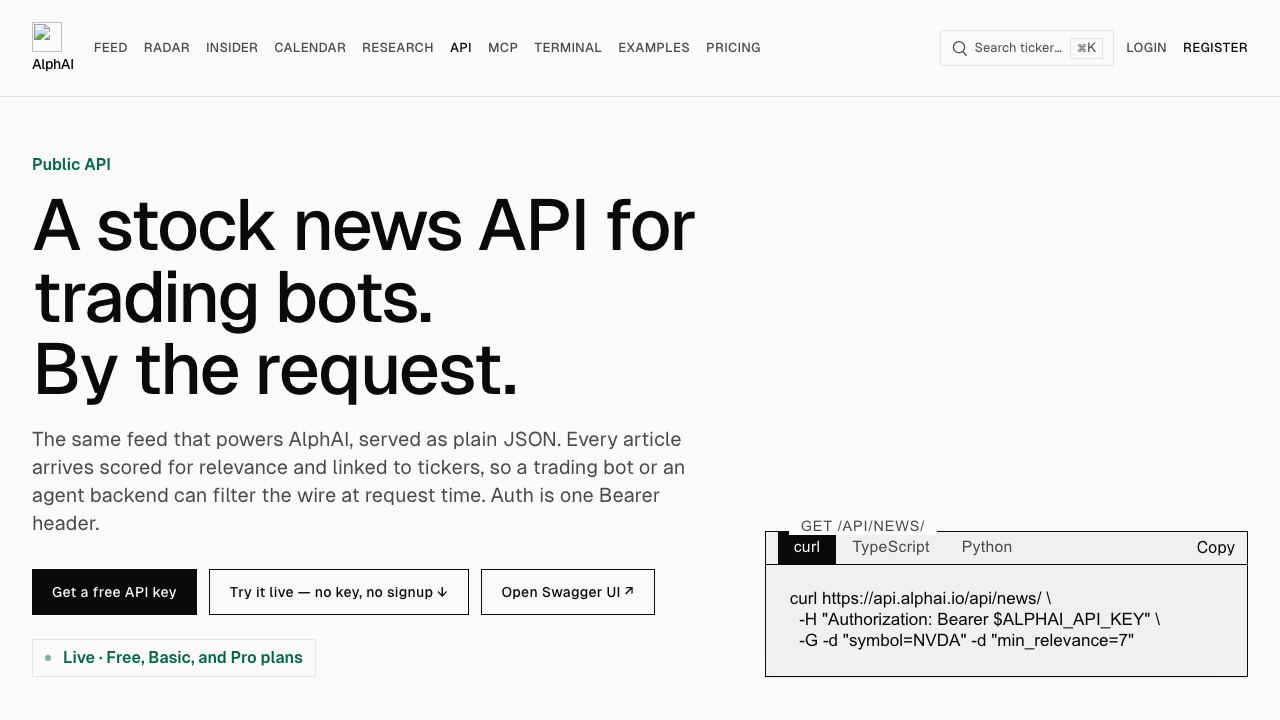 AlphaAI website screenshot