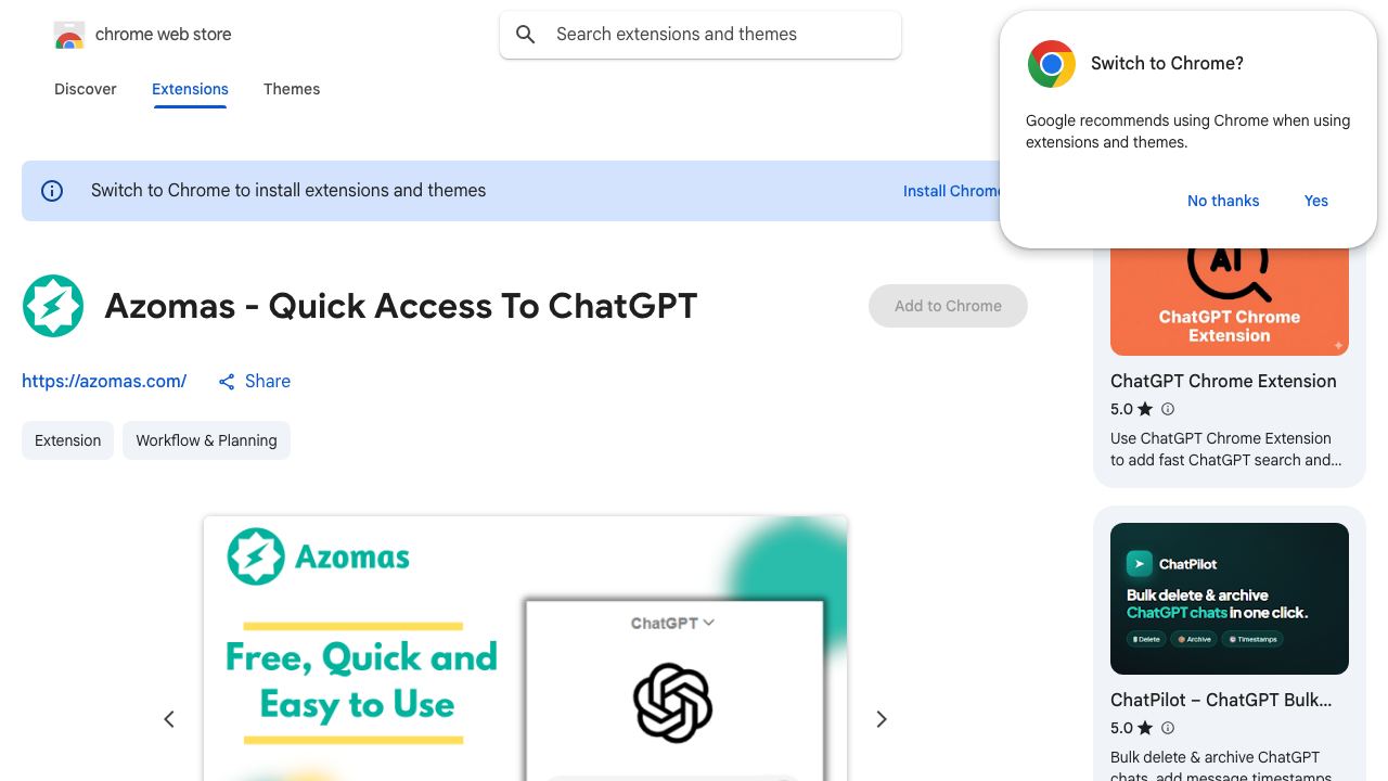 Azomas - Quick Access To ChatGPT 网站截图