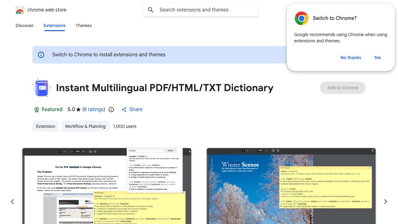 Instant Multilingual PDF/HTML/TXT Dictionary 网站截图