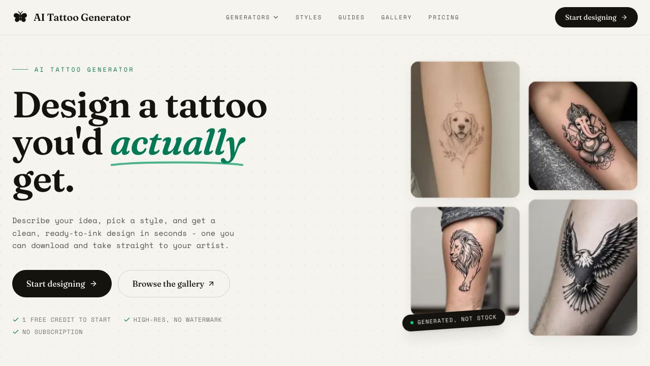 TattooAI 网站截图