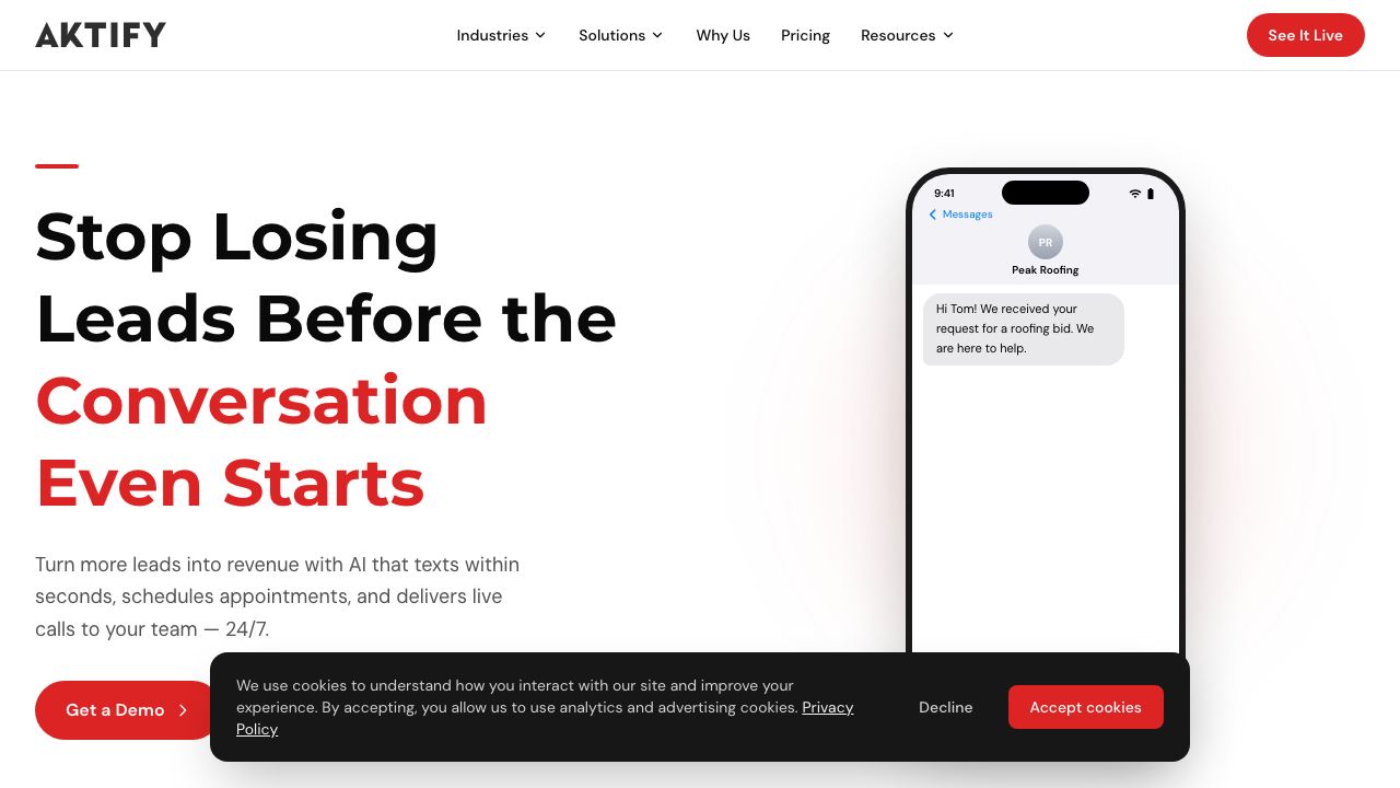 Aktify website screenshot