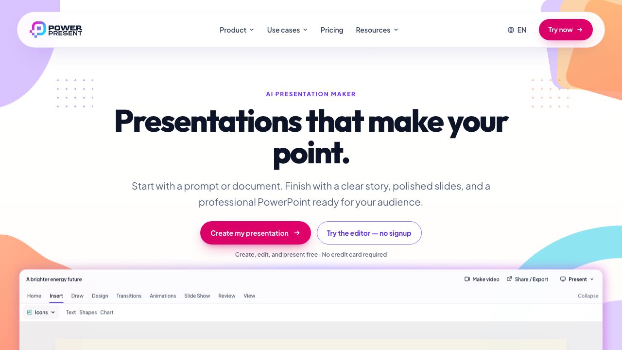 Powerpresent AI website screenshot