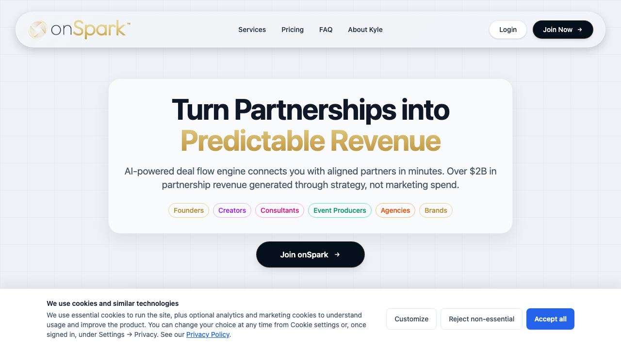 onSpark website screenshot