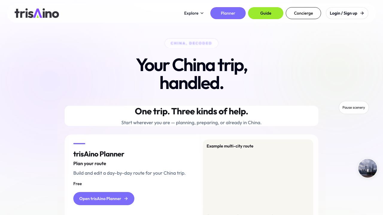 trisAino website screenshot