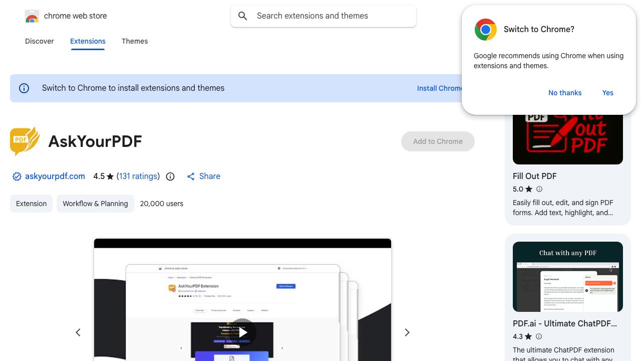 AskYourPDF Chrome Extension 网站截图