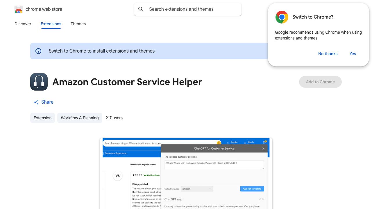 Amazon Customer Service Helper 网站截图