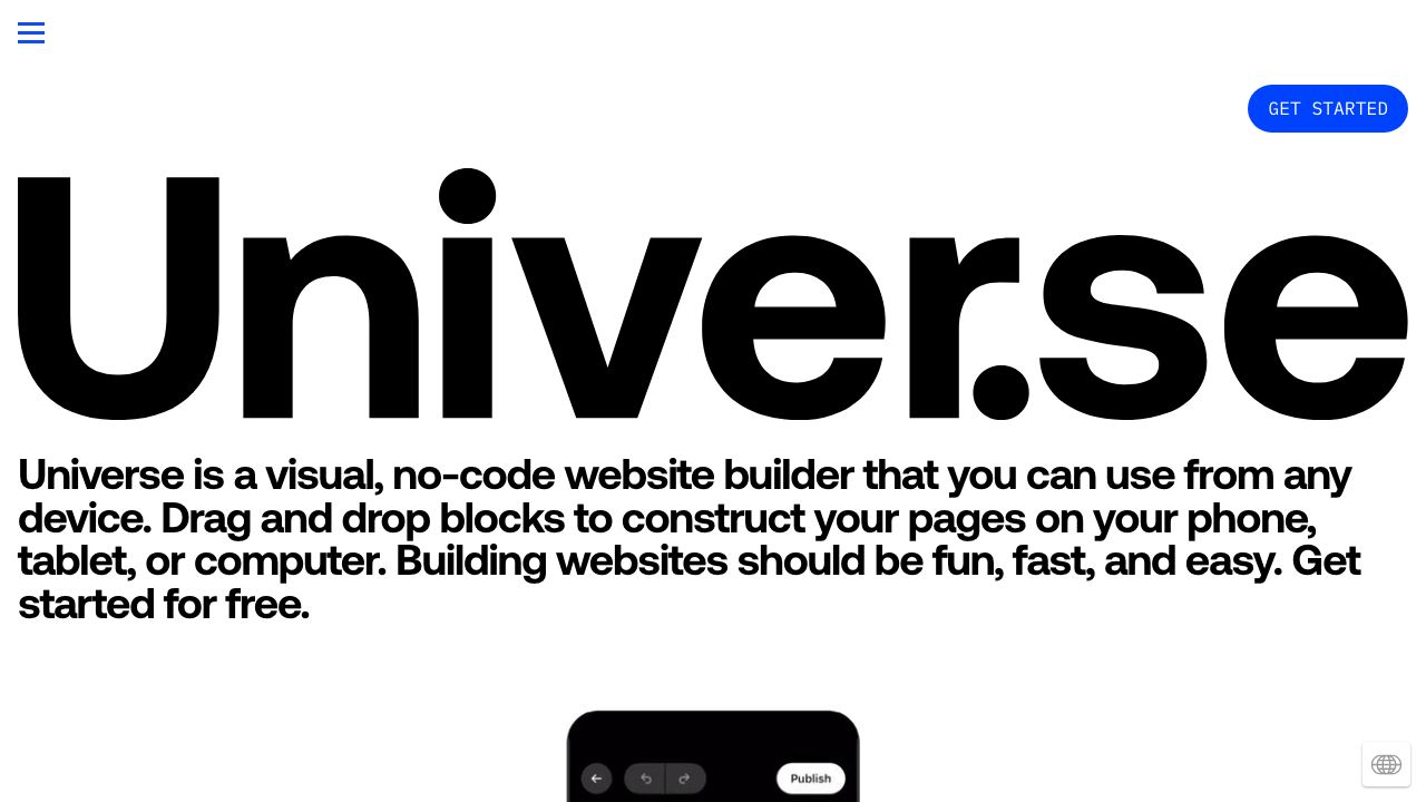 Universe 网站截图