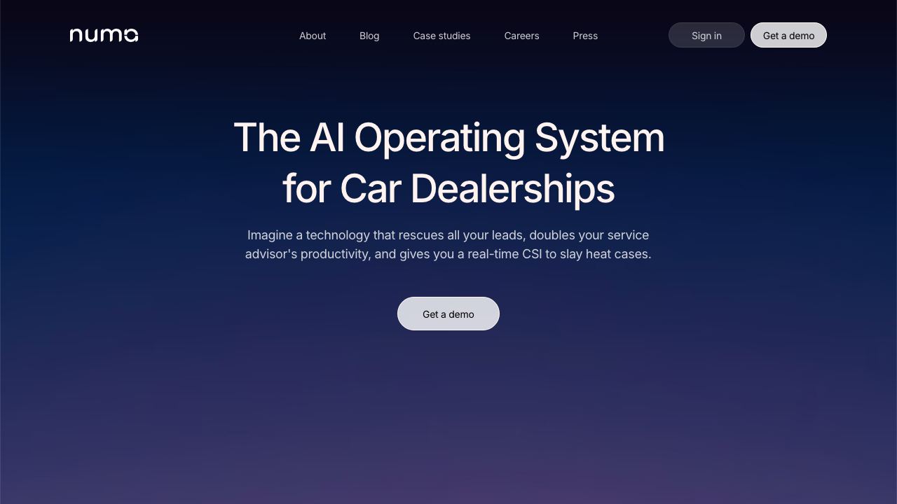 Numa | AI for Dealerships website screenshot