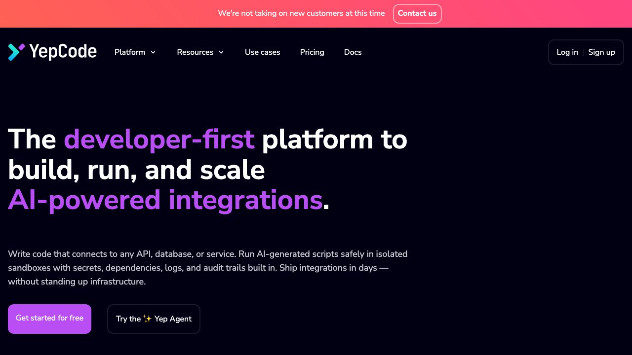 YepCode website screenshot
