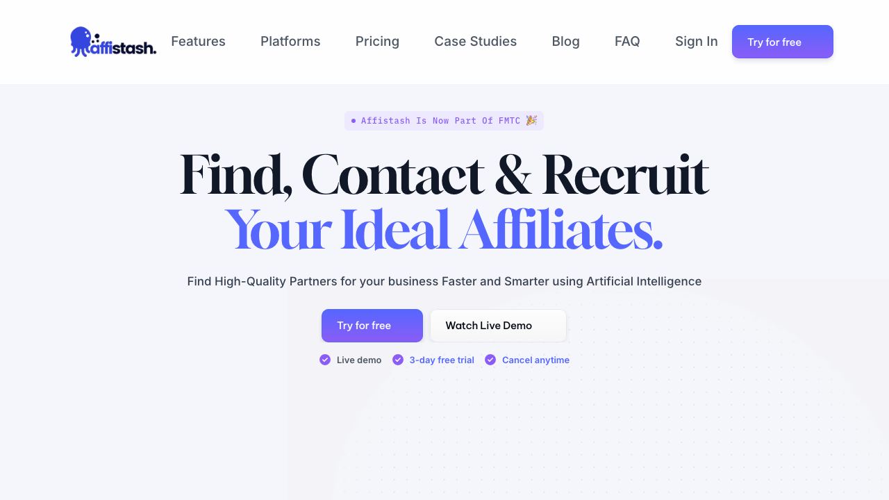 Affistash website screenshot