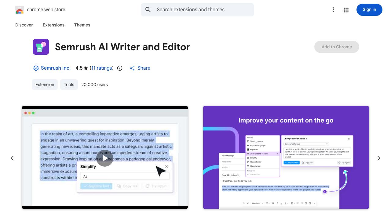 ContentShake AI for Chrome 网站截图