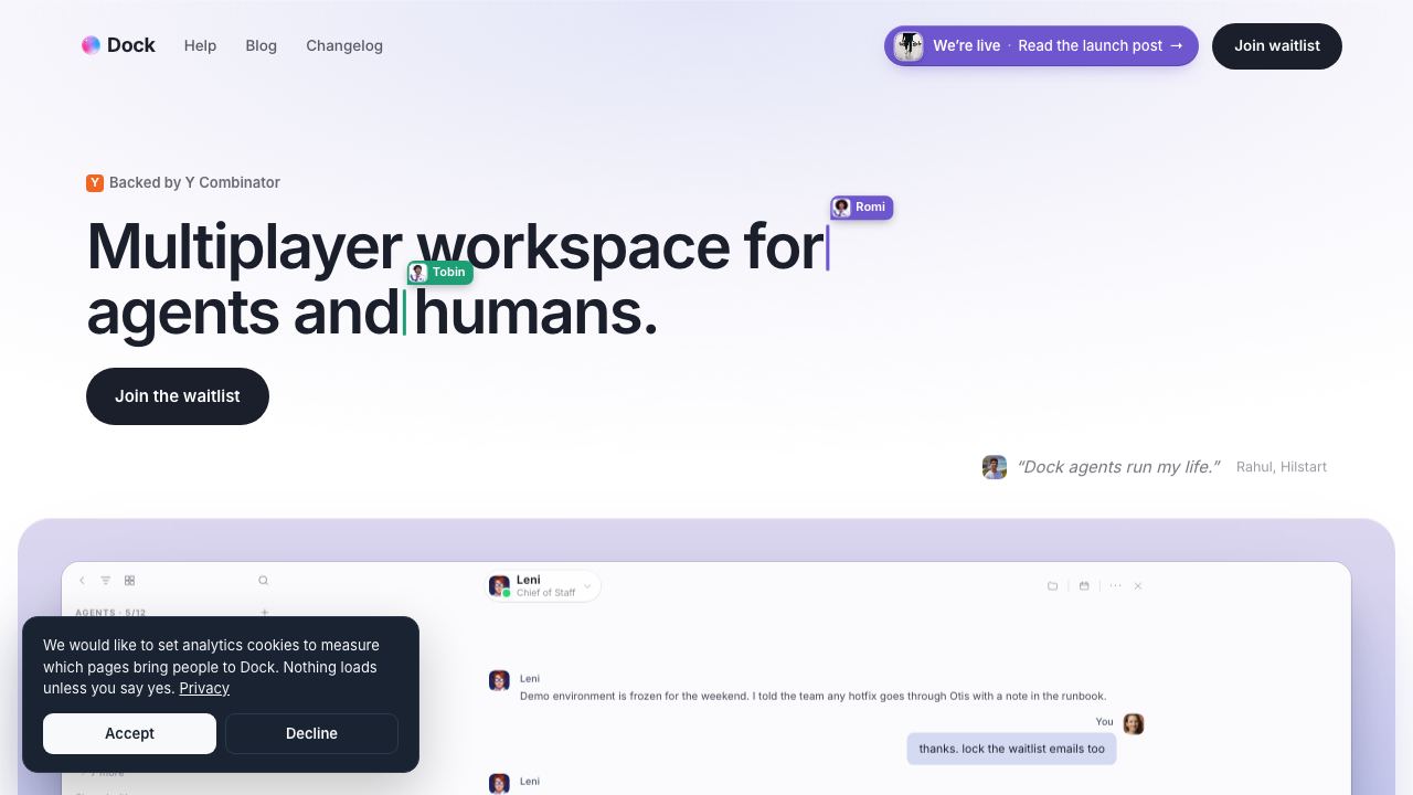 Dock website screenshot