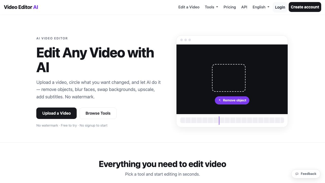 Video Editor AI 网站截图