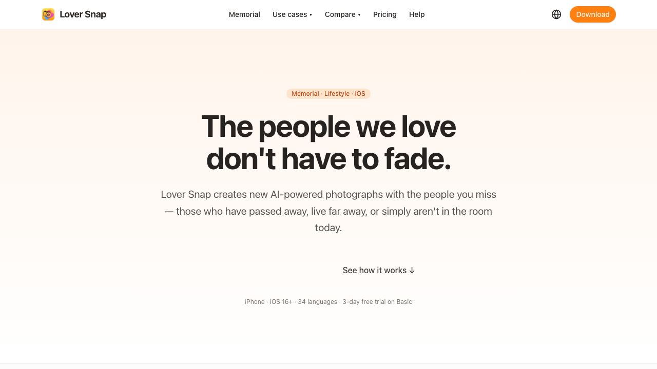 Lover Snap website screenshot