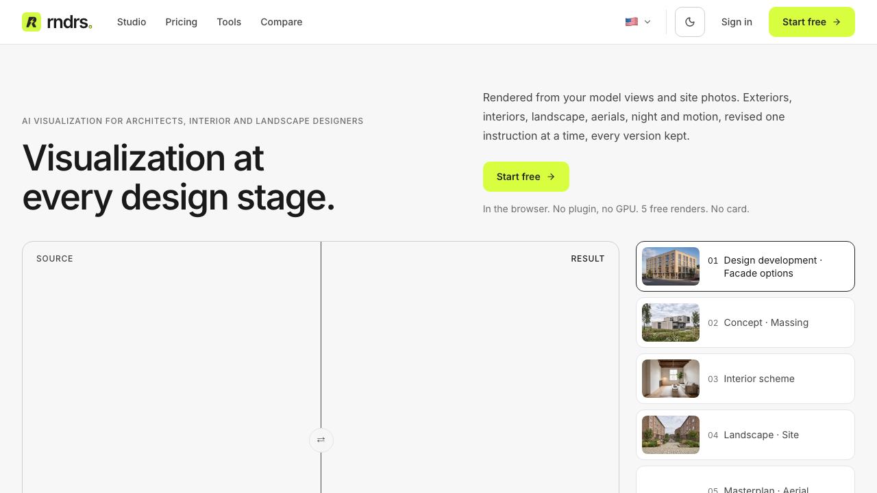 RNDRS website screenshot