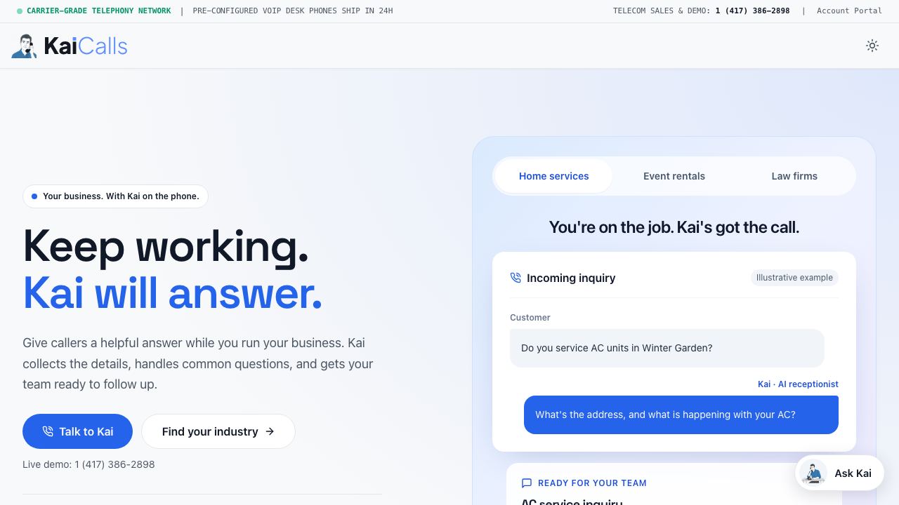 KaiCalls website screenshot