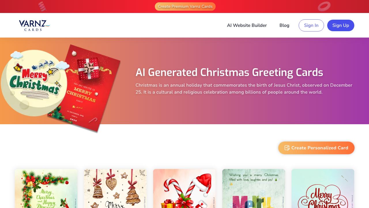 AI Christmas Greeting Cards - Varnz 网站截图
