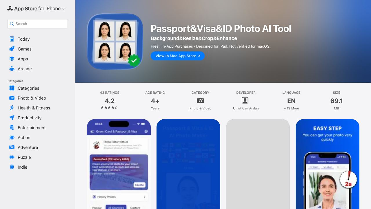 Green Card & Visa Photo Maker 网站截图