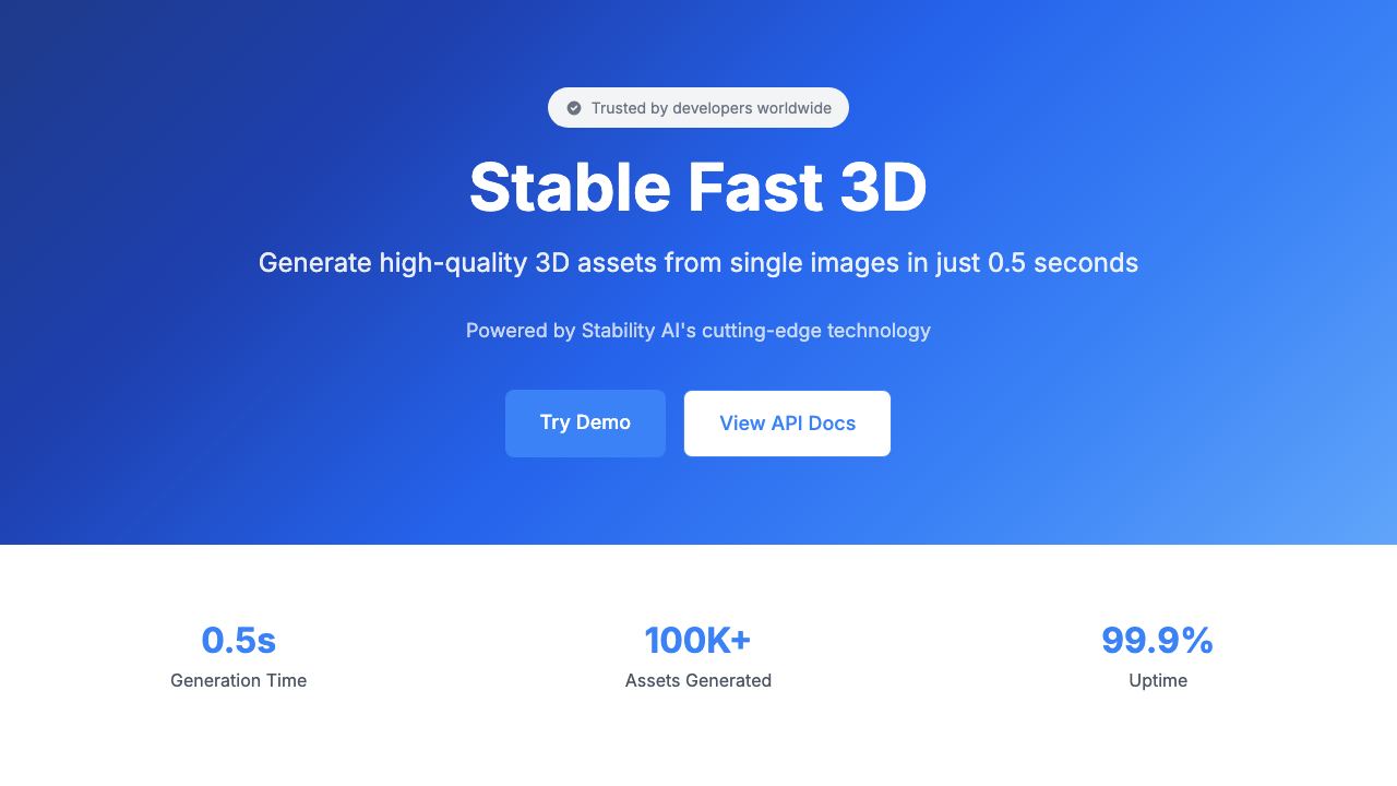 Stable Fast 3D(SF3D) website screenshot