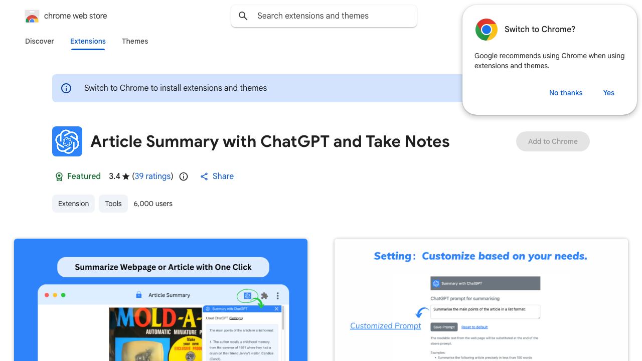 Article Summary with ChatGPT and Take Notes 网站截图