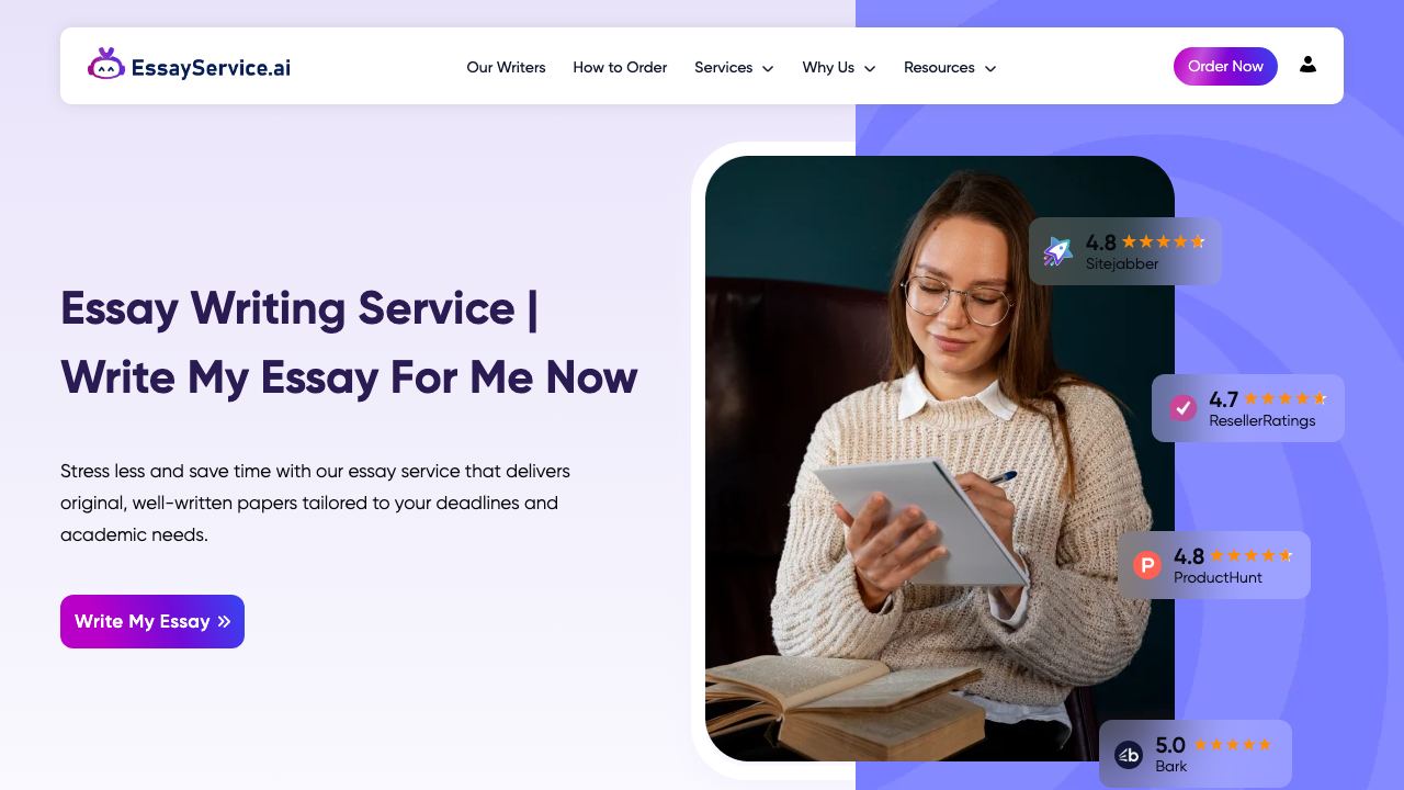 EssayService.ai 网站截图