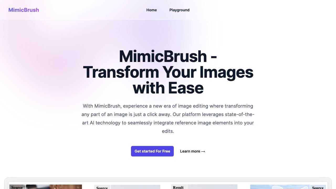 MimicBrush AI website screenshot