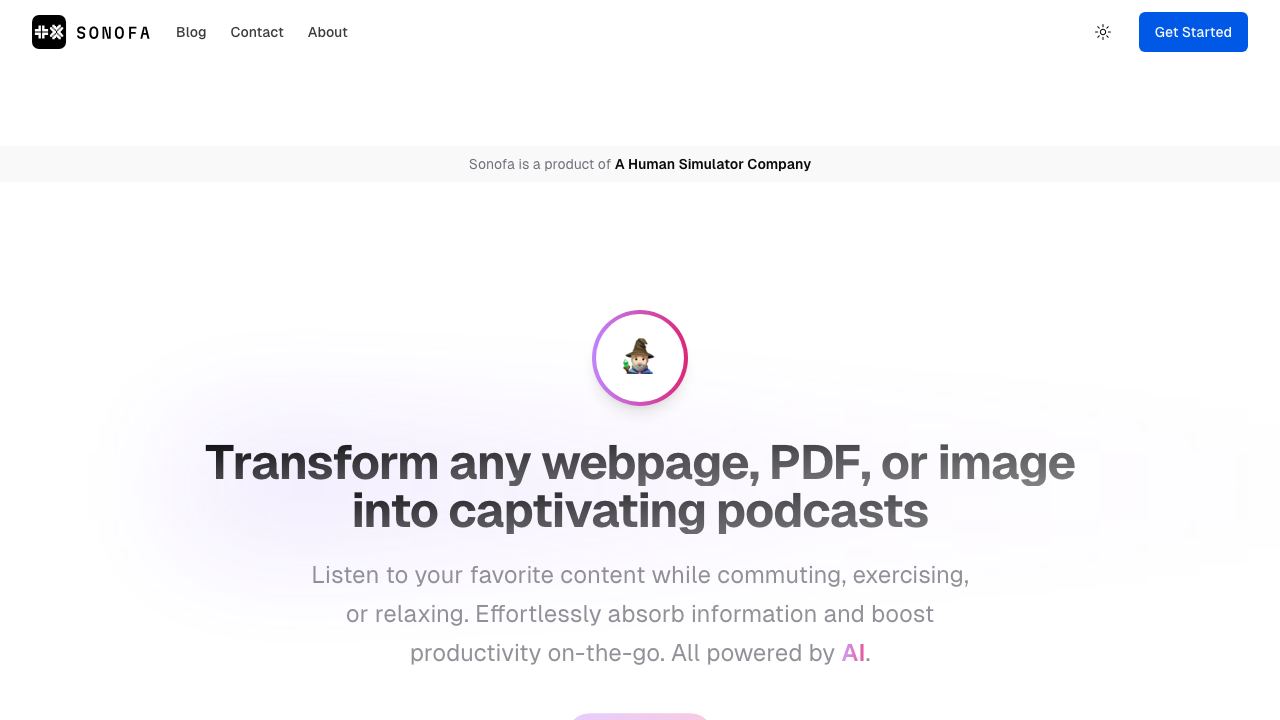 Sonofa website screenshot