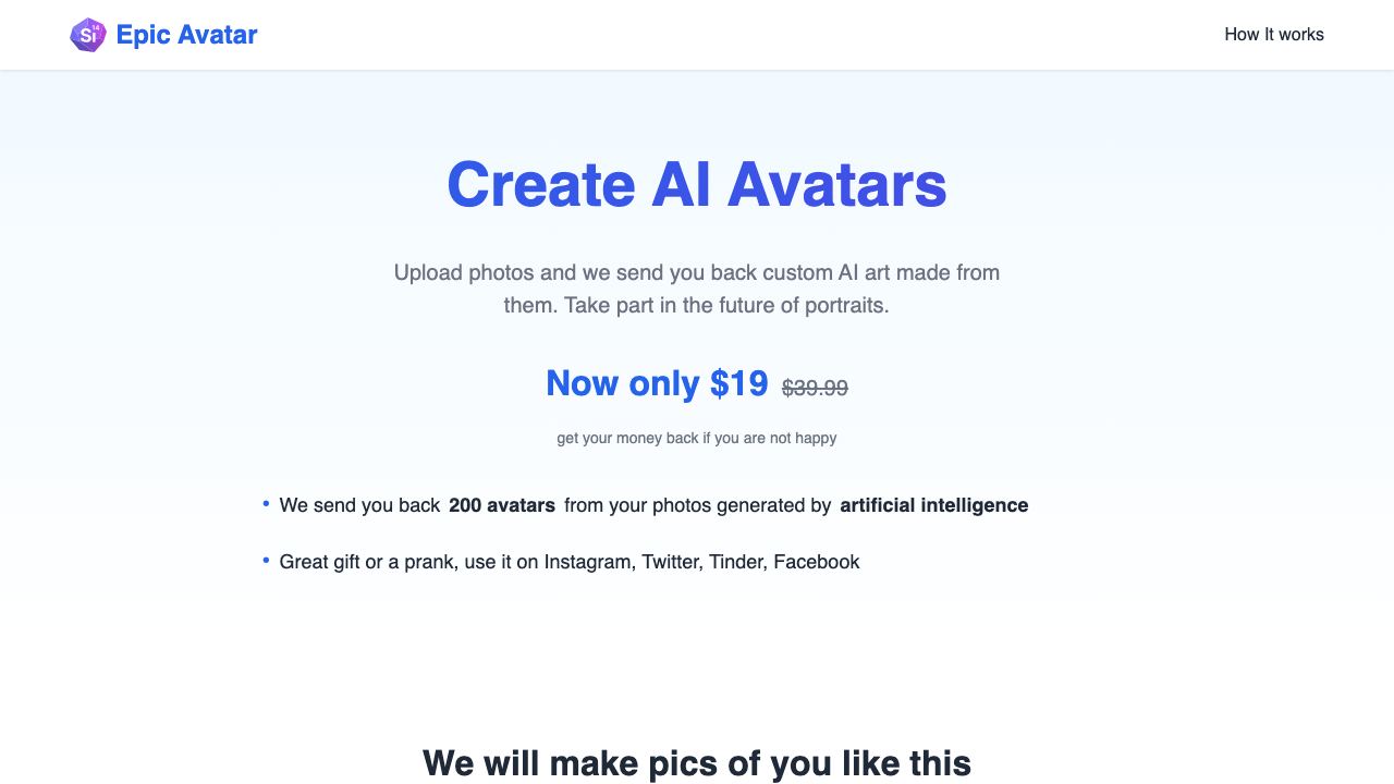 Epic Avatar 网站截图