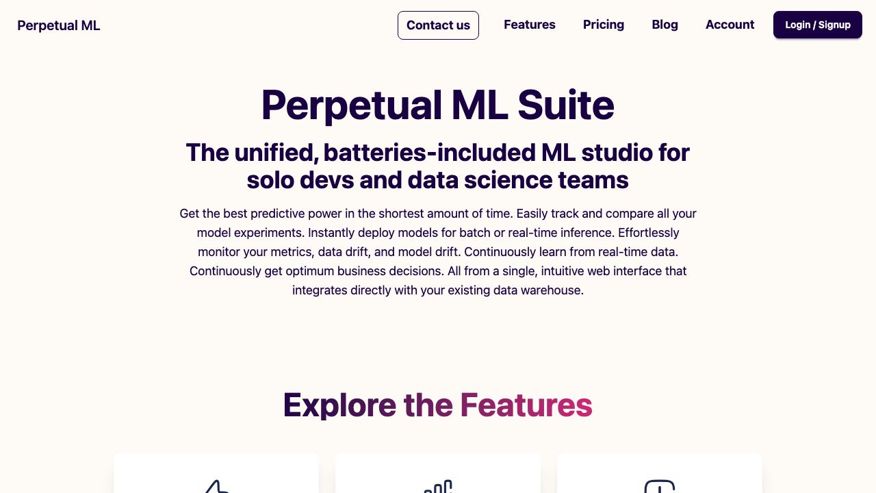 Perpetual ML 网站截图