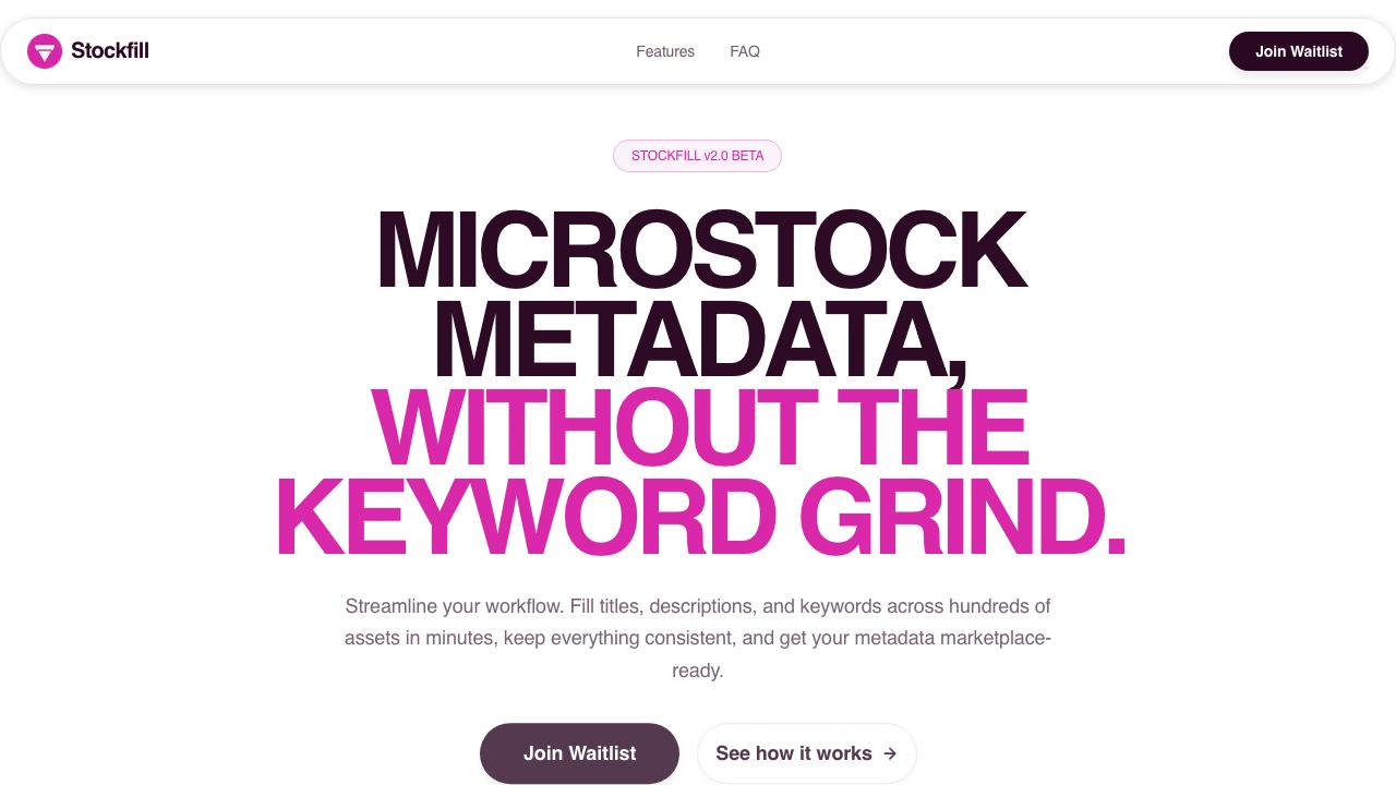Stockfill website screenshot