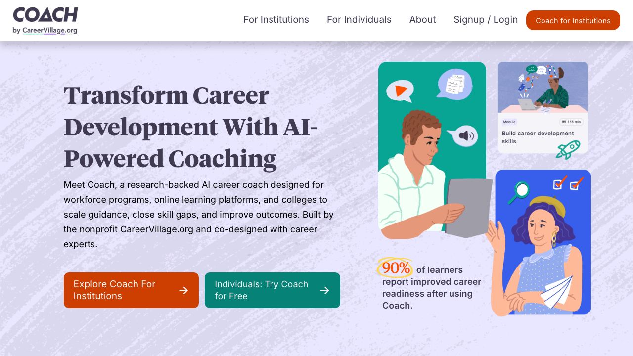 COACH by CareerVillage 网站截图