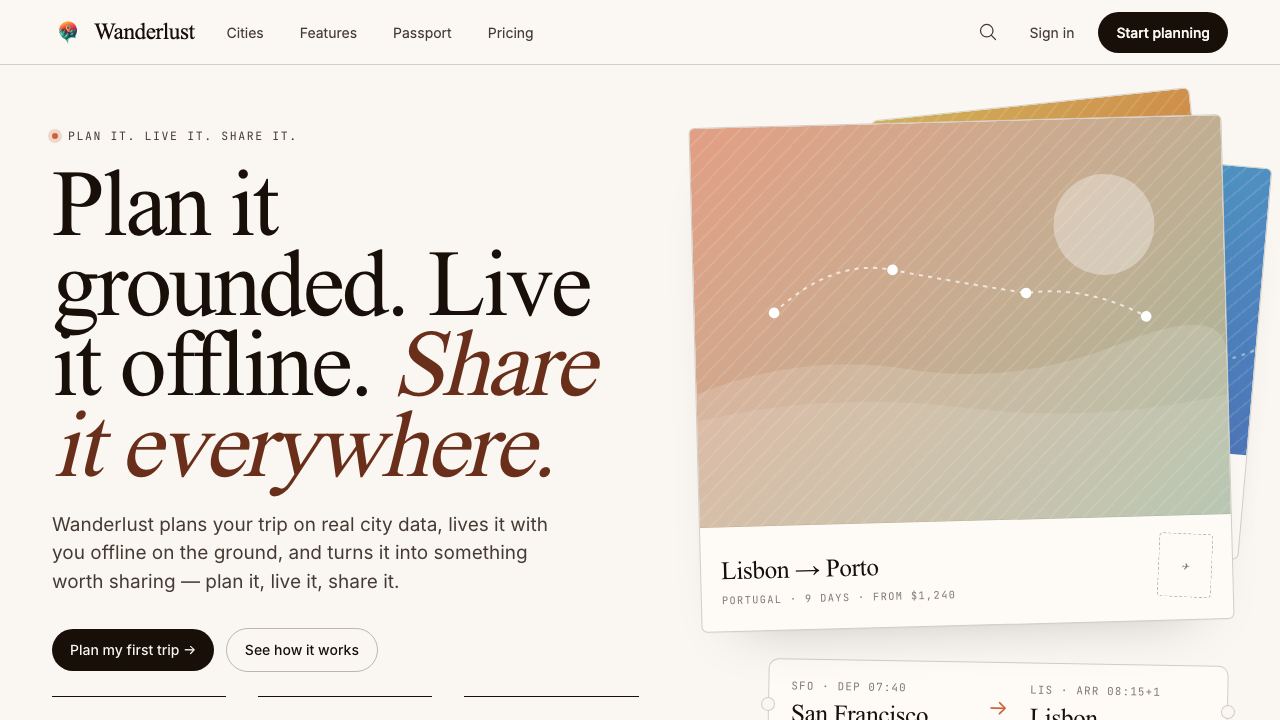 Wanderlust Browser Extension V2 website screenshot