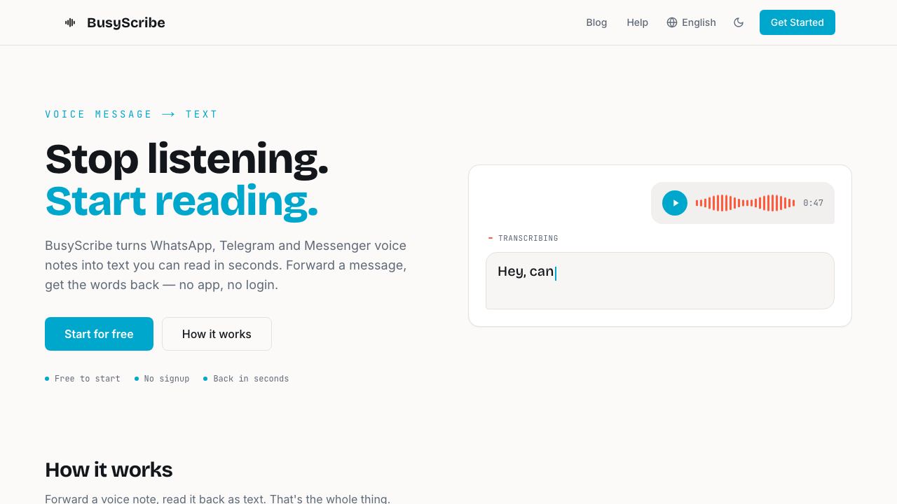 BusyScribe website screenshot