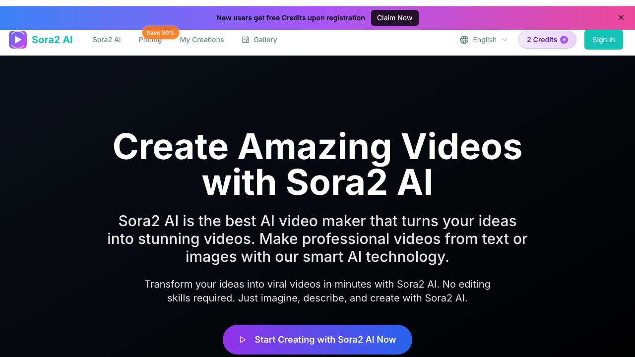 Sora2 AI Video 网站截图