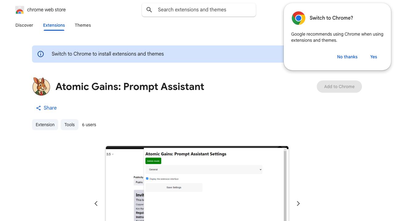 Atomic Gains: Prompt Assistant 网站截图