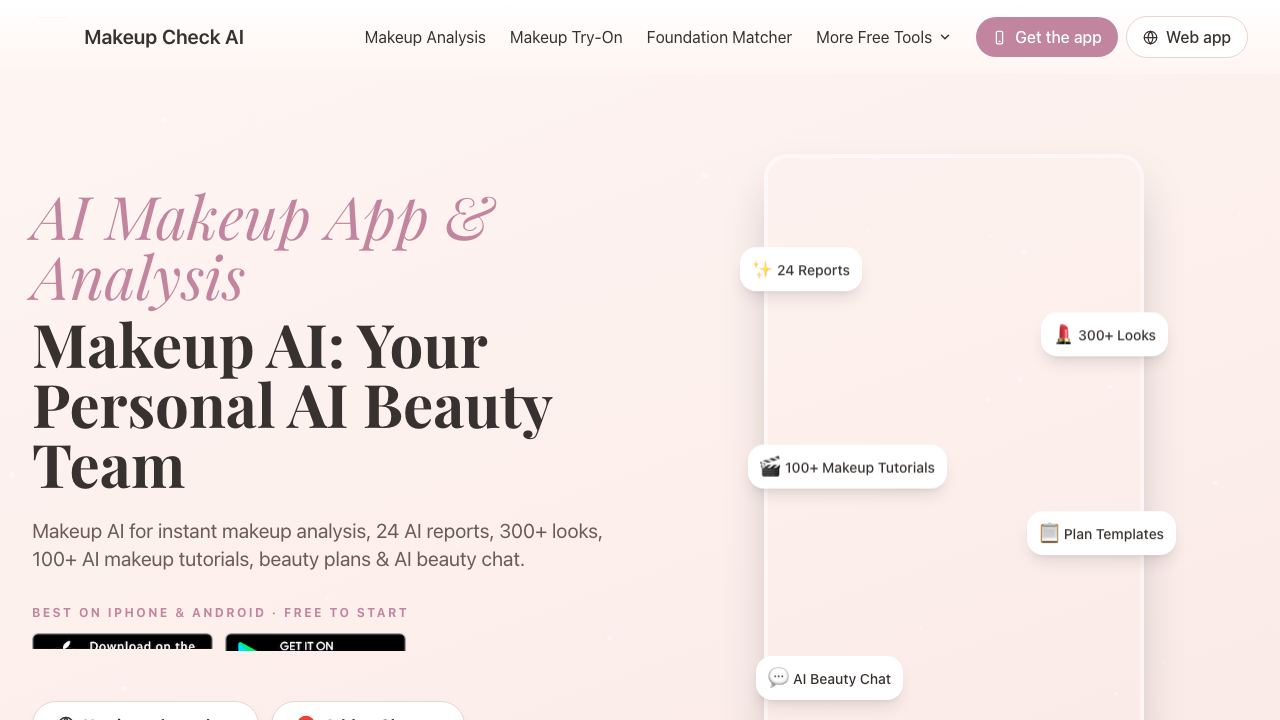 Makeup Check AI website screenshot