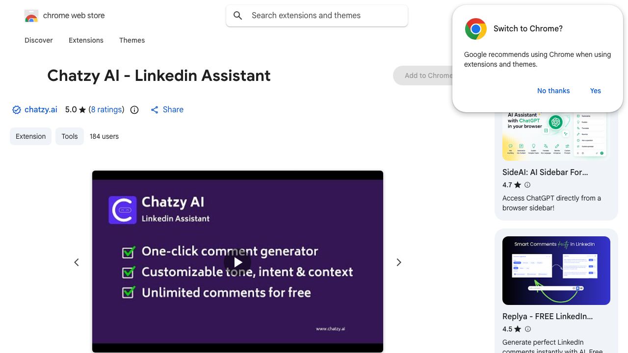 Chatzy AI – Linkedin Assistant 网站截图
