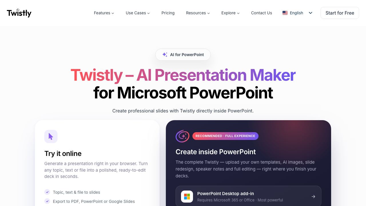 Twistly website screenshot