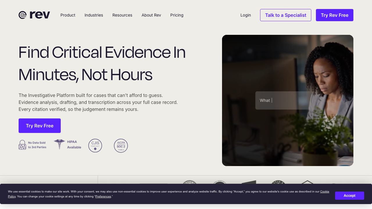 Rev website screenshot