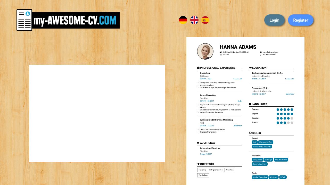 my-AWESOME-CV website screenshot