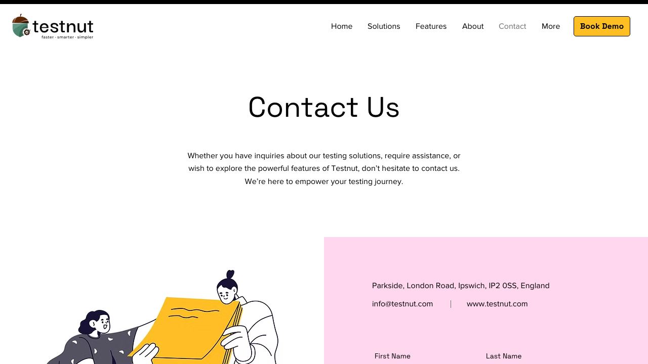 Testnut website screenshot