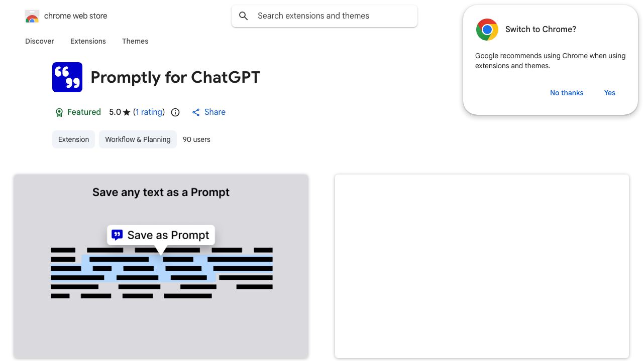 Promptly for ChatGPT website screenshot