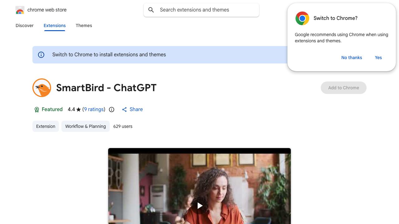 SmartBird - ChatGPT 网站截图