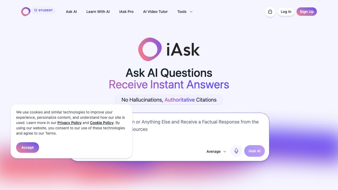 iAsk Ai Generative Ai Search Engine website screenshot