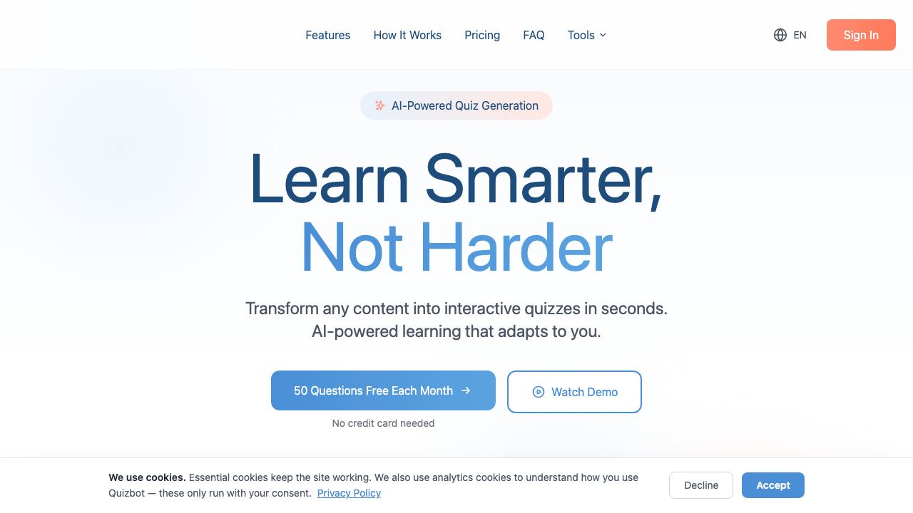 Quizbot.ai website screenshot