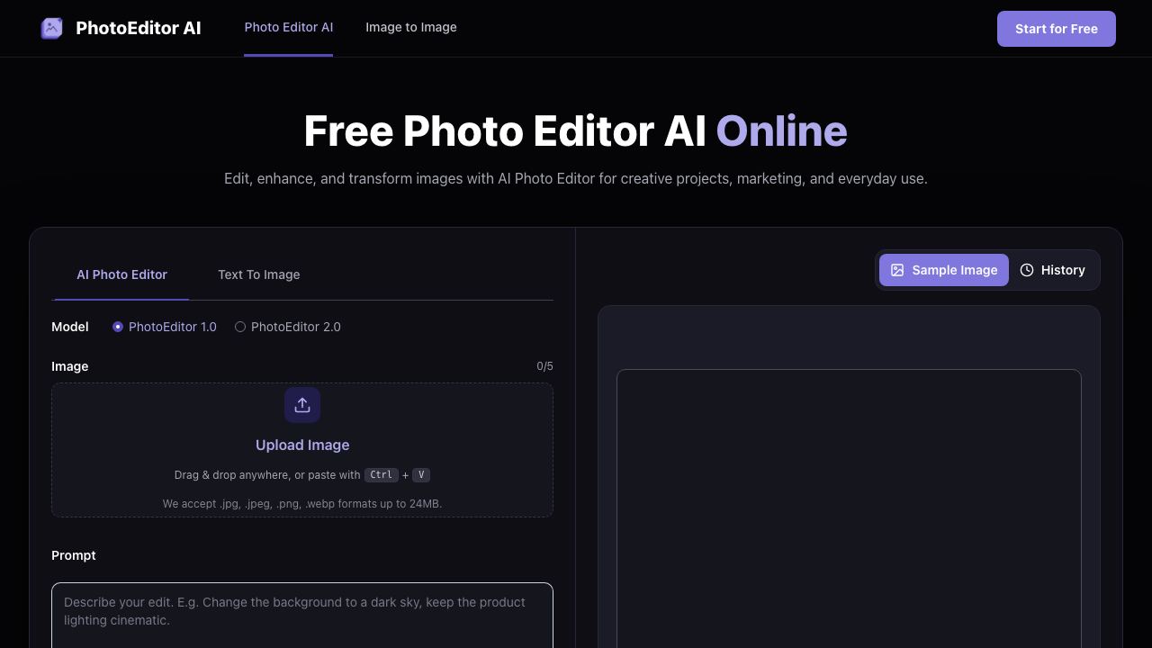 PhotoEditor AI 网站截图