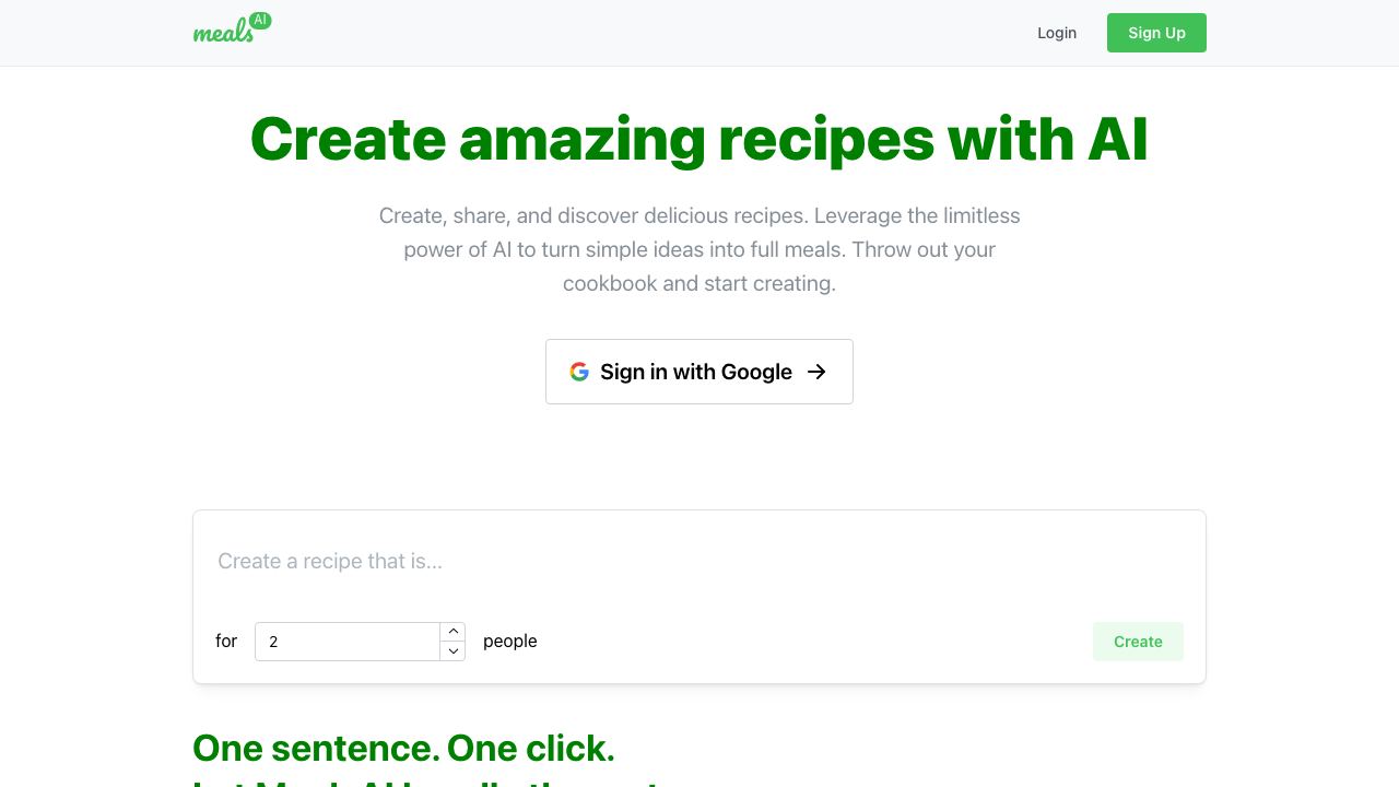 MealsAI website screenshot