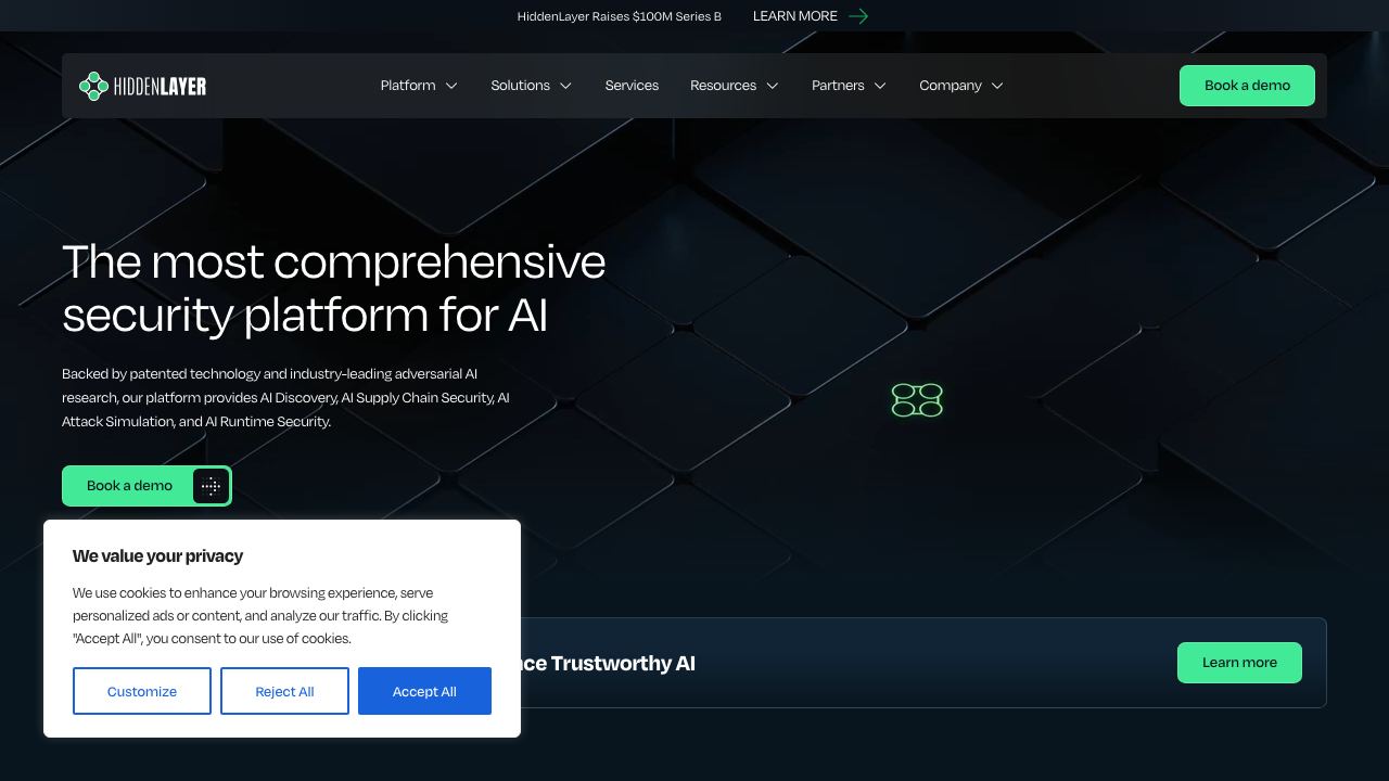 HiddenLayer website screenshot