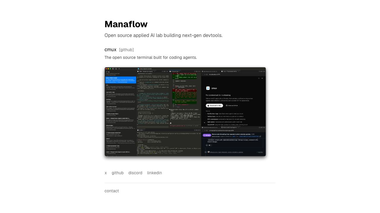 Manaflow website screenshot