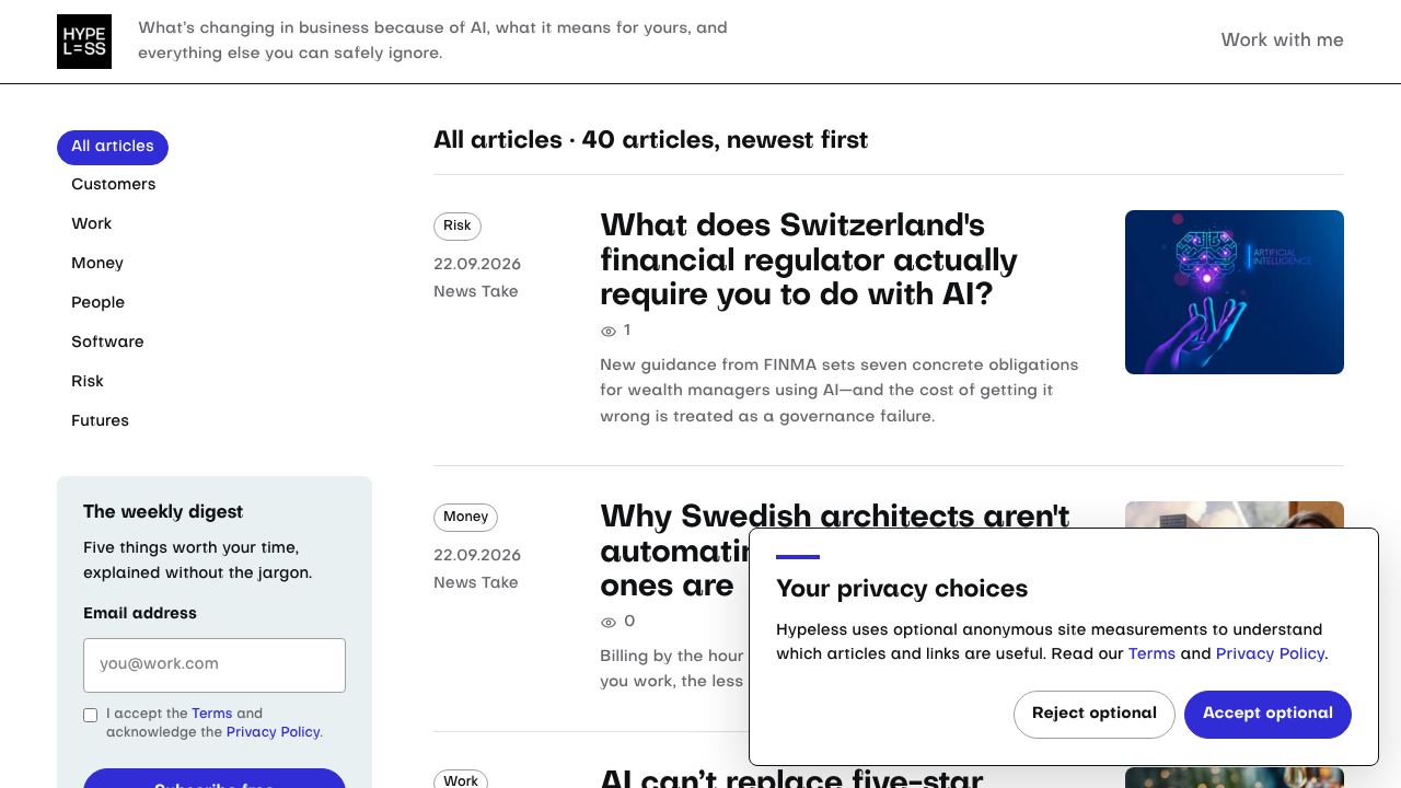 Hypeless website screenshot